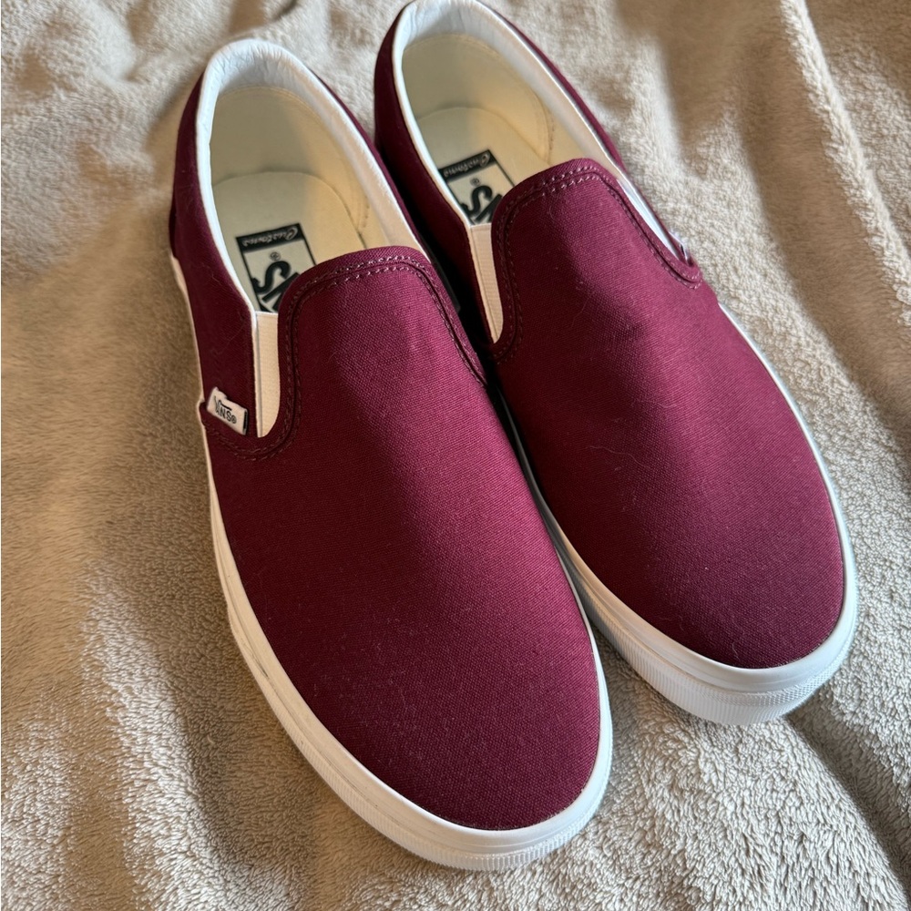 Vans Women's Burgundy Slip-On Sneakers